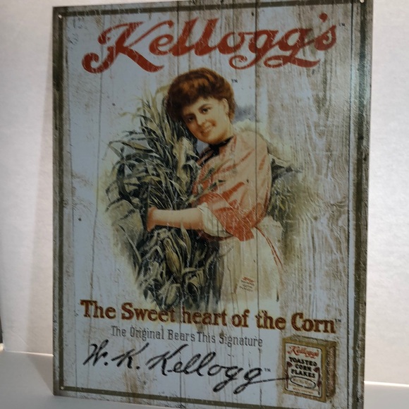 Kelloggs metal wall art with a girl holding corn - Picture 1 of 4